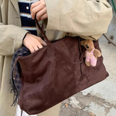 Cyflymder Vintage Korean Style Morandi Color Tote Bag Women Velvet Solid Color Fashion Shoulder Bag Spacious Drawstring Underarm bag Y2k