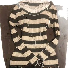Cyflymder Spice Girl All Match High Street Striped Pullover Y2k Sweet Casual Slim Autumn Winter Basic Sweater Harajuku Office Lady Jumper