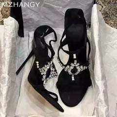 Cyflymder Luxury Women's Sandals High Heels Crystal Designer Shoes Sexy Summer Elegant Party Dress Pumps Slides New Mujer Slippers