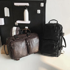 Cyflymder Travel Backpack Gym Fitness Bag Women Men PU Large Capacity Training College Students Schoolbag Sports Laptop Vintage Daypack