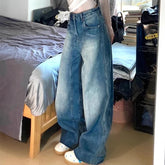 Cyflymder American Vintage Baggy Women Jeans Y2K Fashion Streetwear Distress Raw Edge Straight Pants Harajuku High Waist Pocket Trousers