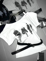 Cyflymder Summer Lazy Streetwears Skewn Collar Short Sleeve T Shirts Y2k Aesthetic Vintage Personality Women Clothes Punk with Belt Tops