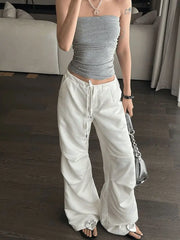 Cyflymder Korean Sexy Office Lady Strapless Y2k Aesthetic All Match Luxury Diamond Appliques Slim Harajuku Punk Tops Backl Bow Design Tee