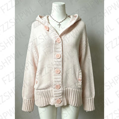 Cyflymder Sweet Cheery Pink Coquette Sweater Y2K Cute Vintage Women Knitwear Fashion Tide Cardigan emo Warm Slim Classic Dainty Clothing