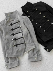 Cyflymder Y2k Napoleon Jacket Vintage Military Style Stand Collar Jacket Fashion Slim Fit Double Breasted Streetwear Unisex New Outerwear