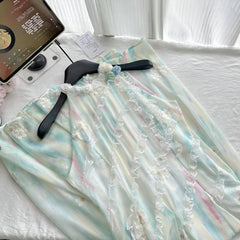 Cyflymder Summer Women French Vintage Shoujo 2000s Maxi Dress Sleeveless Frock A-line Tie Dye One-Piece Evening Party Coquette Gyaru Prom