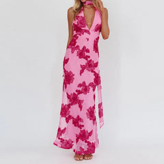 Cyflymder Women Print Floral Maxi Dress Spaghetti Strap Slip Dress Y2k Bodycon Backless Going Out Long Sundress Evening Cocktail Party