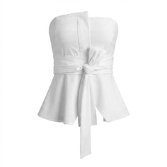 Cyflymder Summer European and American Slim-fit Lace-up Waist Tube Top Ins Style Fashion Split-ended Small Vest Women's Clothing