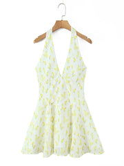 Cyflymder Sweet Lemon Floral Print Chiffon ter Ne Dr Ele Sexy lectual ort Skirt Trendy High Waist Street