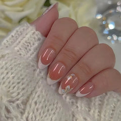 Cyflymder 24Pcs Short Almond Fake Nails Red Love Heart Cherry Star Press on False Nails Shiny Powder Grid Detachable Full Cover Nails Tips