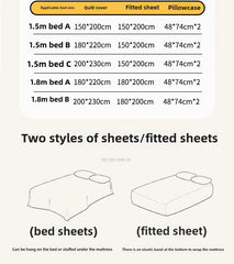 Cyflymder new student cartoon washed cotton towel embroidered three or four-piece set bed sheet quilt cover mattress bedding