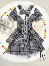 Cyflymder New Summer Sweet Japanese Lolita Dress Set Women Cute Bow Lace Design Fashion Patchwork Kawaii Outfits Pretty Slim Lovely Suit