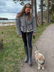 Cyflymder Print Women's Cotton Padded Coat Stand Collar Full Sleeve Pockets Female Loose Coats Autumn Winter Chic Fashion Lady Jacket