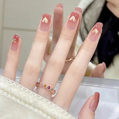 Cyflymder 24Pcs/1Box Fake Nails Art Press On False On Practice Hand For Material Formas Fingernails Fake Products Accessories Pink Design