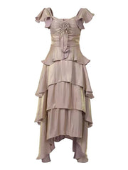 Cyflymder Sweet Holiday Long Dress Women Vacation Clothes Sexy Chic Bright Silk Tie Flowers Ruffles Maxi Robe Evening Party Prom Vestidos