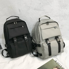 Cyflymder Oxford Harajuku Unisex Backpack Simple Black Large Capacity Women Waterproof Travel Bagpack Solid Student Schoolbag Back Pack