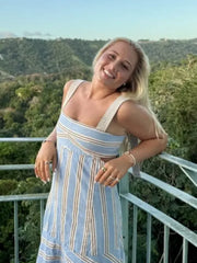 Cyflymder Women's Blue Striped Sleeveless Maxi Dress Square Neck Wide Strap A-line Flowy Long Dress lady Casual Summer Vacation Sundress
