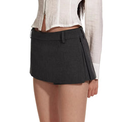 Cyflymder Women's Side Zippers Detail Skort Tailored Mini Skirt With Belt Loops