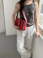 Cyflymder Trendy Fashion Simple Vintage Mini Square Bags Korean Office Lady All Match Underarm Bag Women Y2k Aesthetic Shoulder Handbags