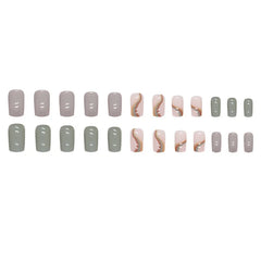 Cyflymder 24 pieces of short square press on nails, simple and fashionable fake nails with 1 nail glue and 1 nail file w1059