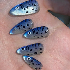 Cyflymder 24Pcs Mid-length Almond Fake Nails Cat's Eye Black Cat Bow Press on False Nails Heart Rhinestone Reusable Full Cover Nails Tips