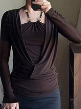 Cyflymder Elegant Women s Long Sleeve Top with Fit Design and Chic Halter Neck Detail Perfect for Fall Fashion