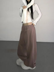 Cyflymder Drunk Sugar Retro distressed curved blade women's minimalist design slimming wide-leg loose scythe floor-length trousers