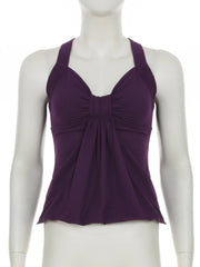 Cyflymder Elegant Solid Folds Camis Tops Holiday Sexy Slim Bandage V-Neck Sleeveless Tank Tops Women 2025 Summer Fashion Ladeis