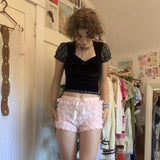 Cyflymder Cottage Y2K Coquette 90s Vintage Shorts Japanese Style Kawaii Ruffles Lace Multi-layers Bloomers 00s Retro Fairy Cute Loungewear