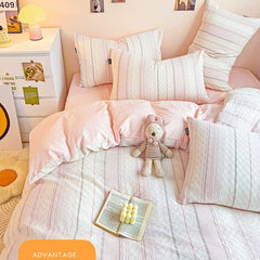 Cyflymder Class A 60S Pure Cotton Bedding Sets Jacquard Cotton Skin Friendly Comforter Set Girl Style Duvet Cover Set for Queen King Size