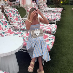 Cyflymder Women's Blue Striped Sleeveless Maxi Dress Square Neck Wide Strap A-line Flowy Long Dress lady Casual Summer Vacation Sundress