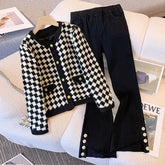 Cyflymder Spring 2025 New Women Clothing French Style Houndstooth Casual Retro Temperament Slimming High-end Two-piece Set Clothes