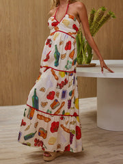 Cyflymder Elegant Floral Print Off Shoulder Maxi Dress with Ruffle Hem and Smocked Back for Women s Summer Fashion