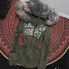 Cyflymder Hip Hop American Sweet Cool Women All Match Hoodies Y2k Autumn Winter Spliced Fur Sweatshirts Harajuku Punk Subcultural Clothes