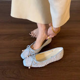 Cyflymder Increas Height Korean Shoes Shallow Mouth Female Footwear Bow-Knot Clogs Platform 2025 Boat Dress New Summer Butterfly Creepers