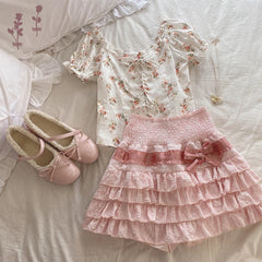 Cyflymder Lolita Cake Mini Skirts Women Japanese A-line High Waist Black Pleated Skirt Girly Kawaii Love Y2k Layered Skirts Fairy Outfit