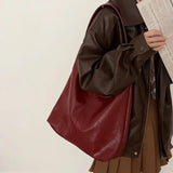Cyflymder Fashion Red Womens Shoulder Bag Vintage Designer Large Capacity Casual Tote Bag Autumn and Winter Korean Fashion Handbag