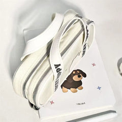 Cyflymder 1 Piece Cute Simplicity Kitten Pencil Case for Kids Beige Color Cat Puppy Pencil Pouch Large Capacity Stationery Storage Bag