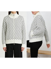 Cyflymder Women s Cable Knit Pullover Sweater with Hooded Collar and Polka Dot Print Long Sleeve Winter Jacket for Fall