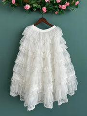 Cyflymder Sweet Lolita Lace Mesh Embroidery Ball Gown Princess Fairy Skirt Women Japanese Style Luxury Ruffle Cake Evening Party Skirt