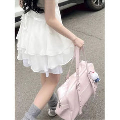 Cyflymder Large Capacity Pink Bag Handbag Women Fashionable Pu Leather Pocket Y2k Shoulder Tote Bag Ladies College Style Bolsos De Mujer