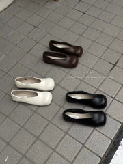 Cyflymder All-Match Shoes Woman Flats Soft Slip-on Square Toe Shallow Mouth Dress Slip On Retro Shoes Woman Flats Soft All-Match Square To