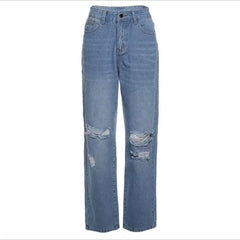 Cyflymder Spring New High Waist Hip Lift Ripped Jeans Women