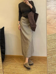 Cyflymder High End Temperament Korean Office Lady Long Skirts Y2k Aesthetic Polk Dot Striped Print Harajuku Jupe French Women Skirts