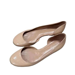 Cyflymder Women Round Toe Soft Leather Single Shoes Retro Shallow Slip on Style Non Slip Wear Resistant Comfort Flats Outdoor Street Shoes