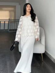 Cyflymder Women Floral Crochet Lace Blouse Long Bell Sleeve Sheer Loose Fit Hollow Out Top Spring Casual Fashion Boho Beach Outfit