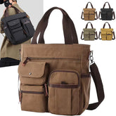 Cyflymder Men Canvas Messenger Bag Camping Crossbody Bags Sling Shoulder Bag for Travel Work College Reto Men's School Handbags Briefcase