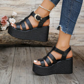 Cyflymder Platform Sandals Breathable Summer Ankle Buckle Women Wedge Sandals Patchwork Comfort Non-slip Soft Sole Gladiator Shoes Women