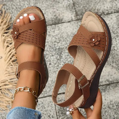Cyflymder Plus Size Women's Sandals Summer Fashion Platform Wedge Sandals Casual Comfortable Non Slip Beach Shoes Sandalias Mujer