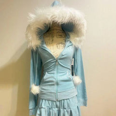 Cyflymder New Sweet Autumn Winter Girl Spliced Faux Fur Hoodies Harajuku All Match Slim Y2k Sweatshirts Harajuku High Street Casual Coats